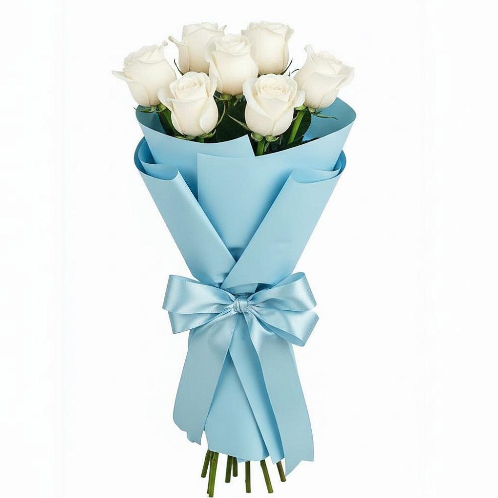 Букет 7 белых роз Проуд в Кантышево
