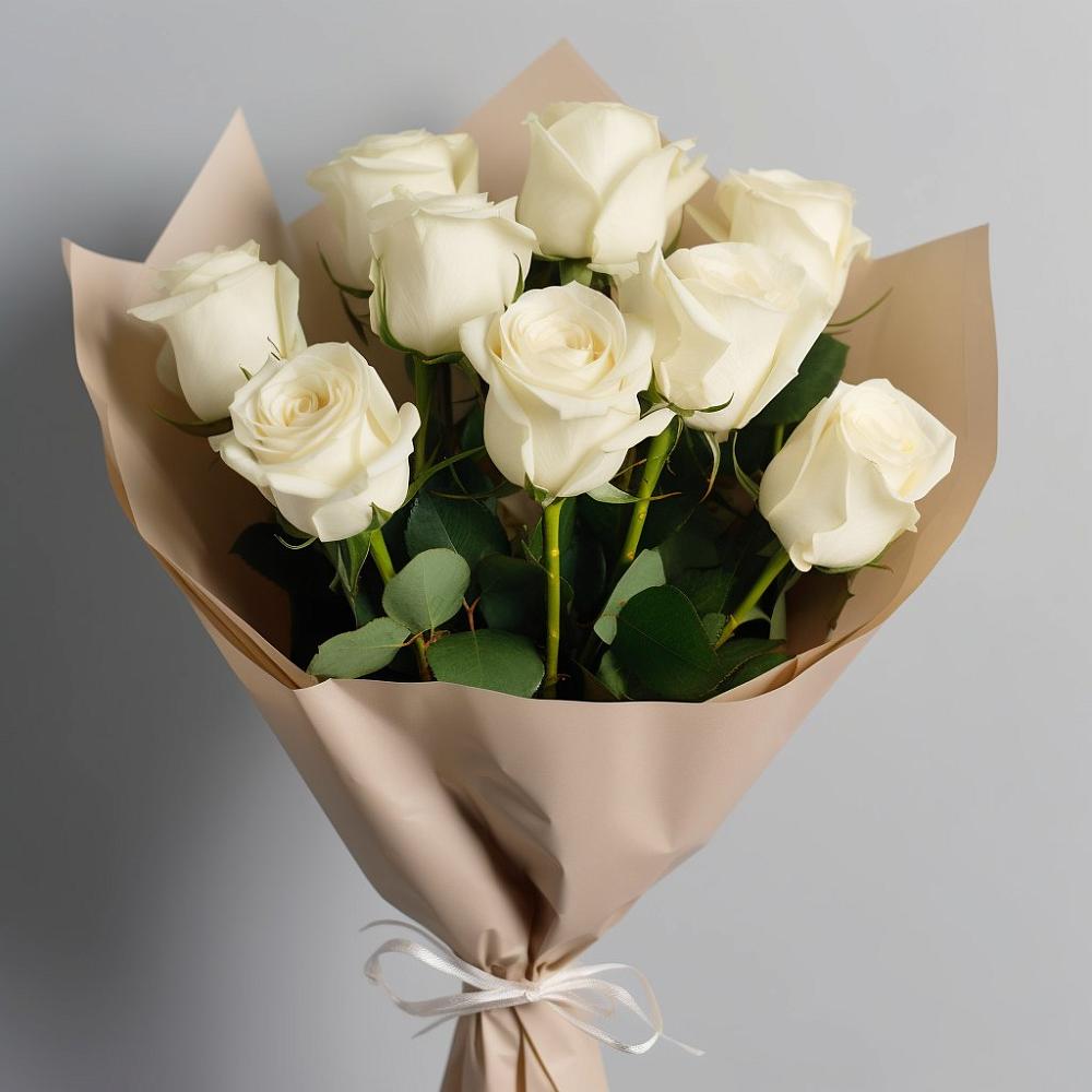 Букет 9 Белых роз Эдлесс Лав в Кантышево