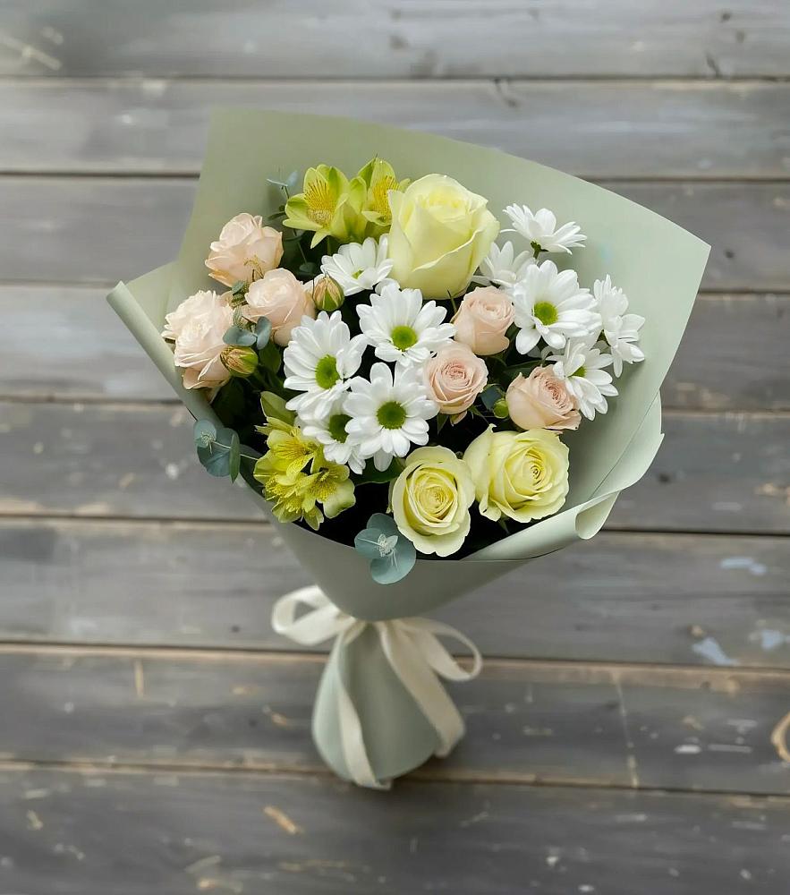 Букет цветов из: Альстромерии, Розы и Хризантемы в Кантышево