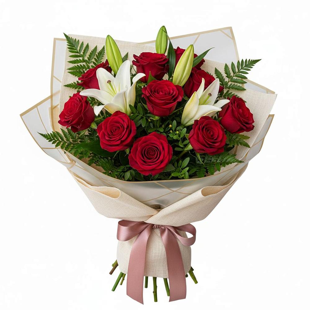 Букет цветов из: Лилии и Розы в Кантышево