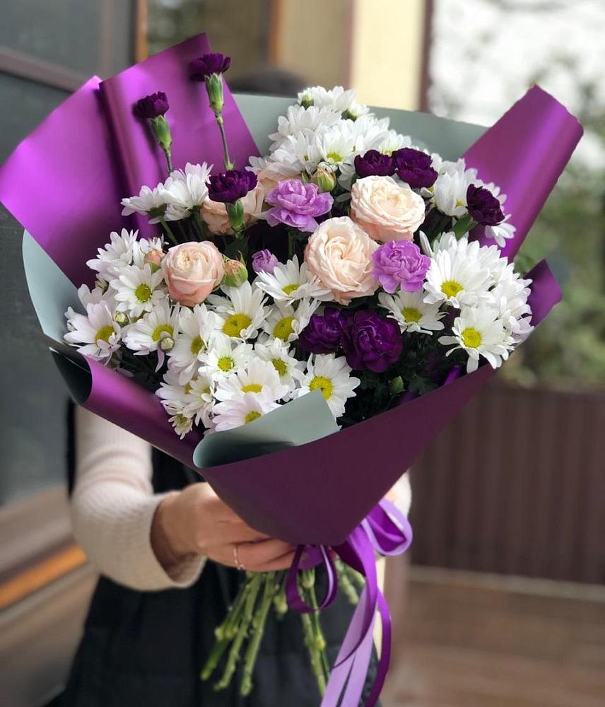 Букет цветов из: Хризантемы, Гвоздики и Розы в Кантышево