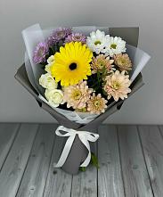 Букет цветов из:  Розы, Герберы и Хризантемы в Кантышево