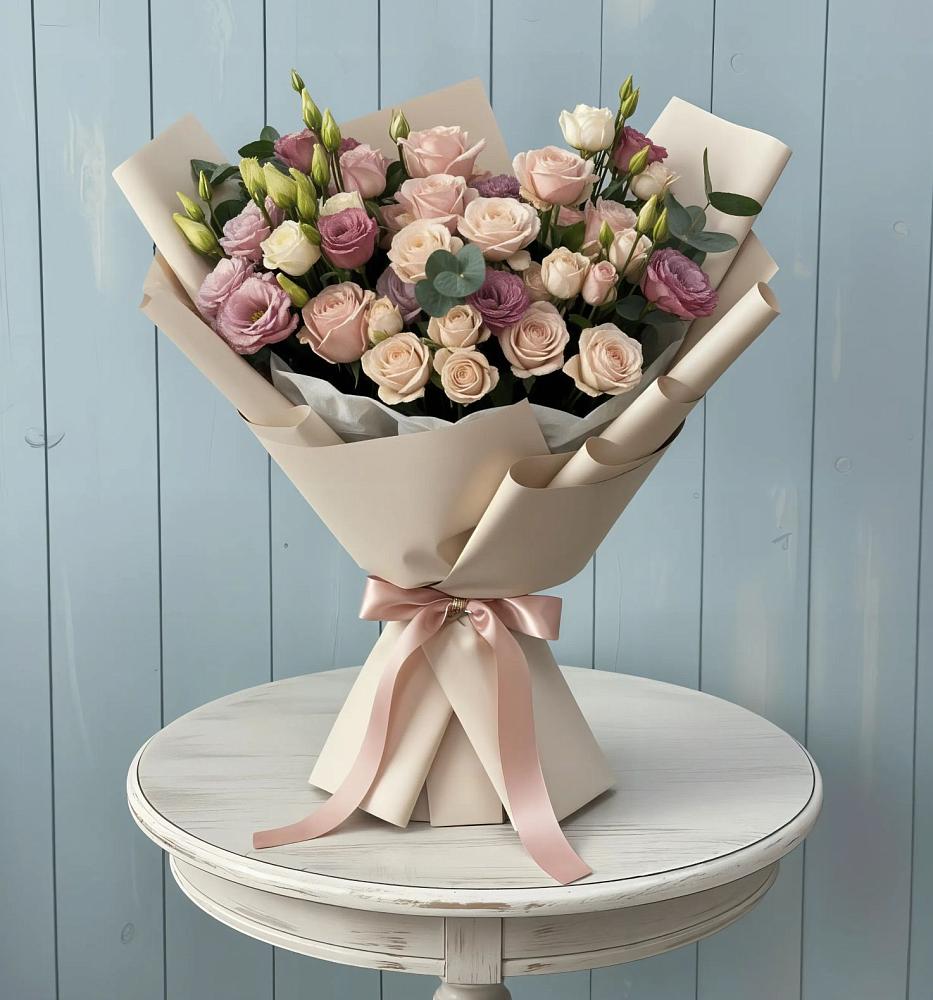 Букет цветов из: Розы и Лизиантусы в Кантышево