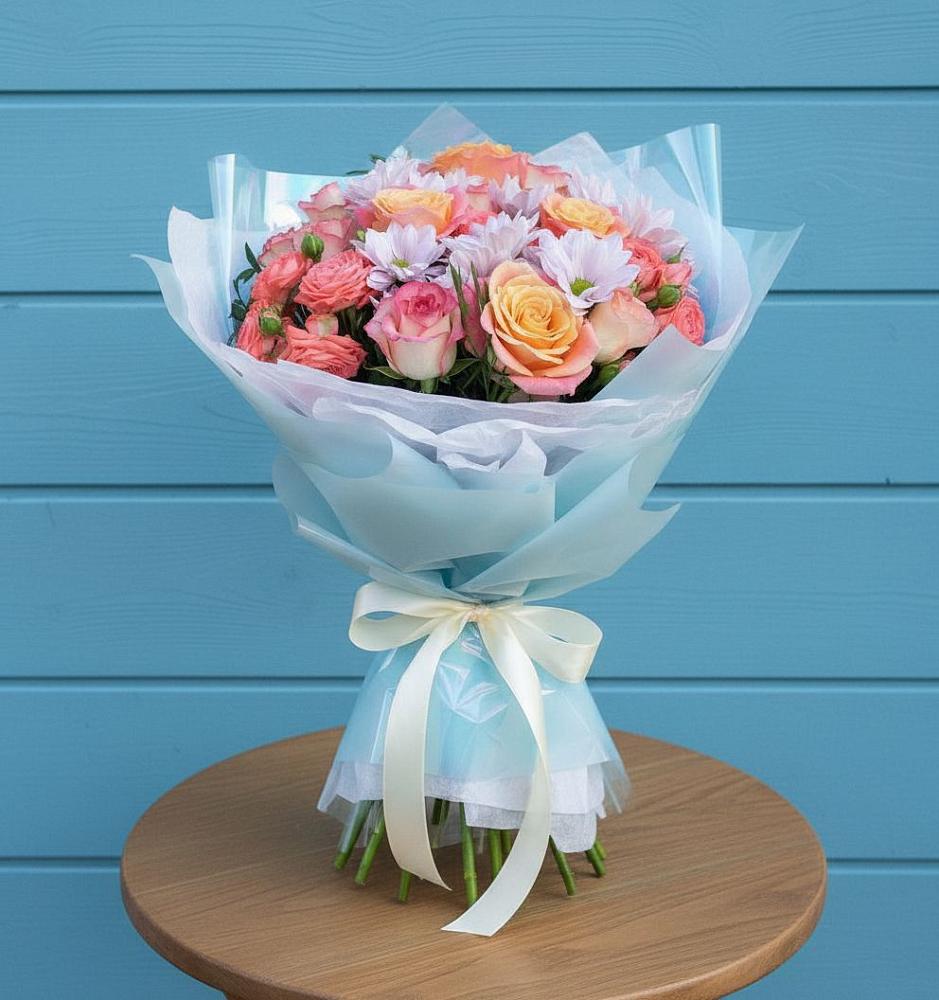 Букет цветов из: Хризантемы и Розы в Кантышево