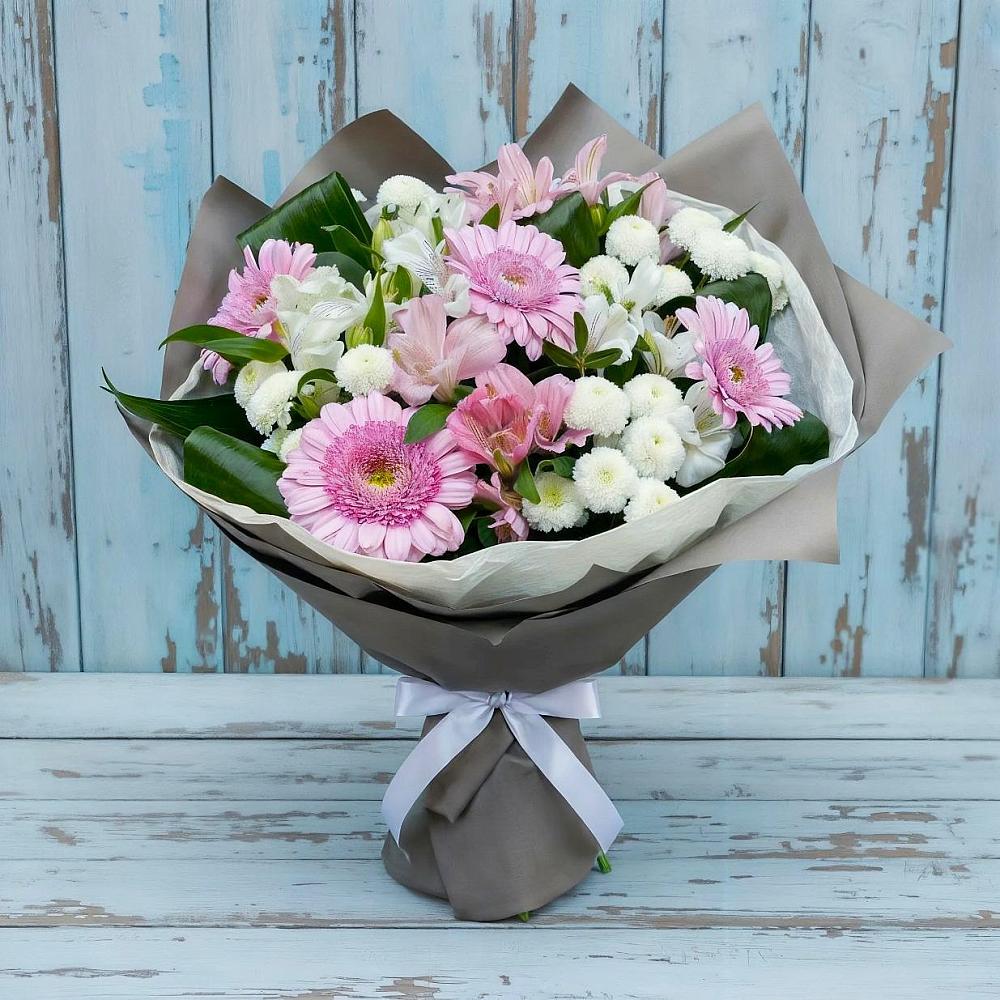 Букет цветов из: Герберы, Альстромерии и Хризантемы в Кантышево