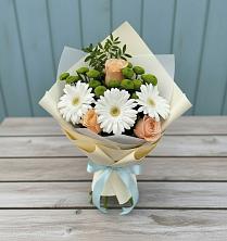 Букет цветов из:  Герберы, Розы и Хризантемы в Кантышево